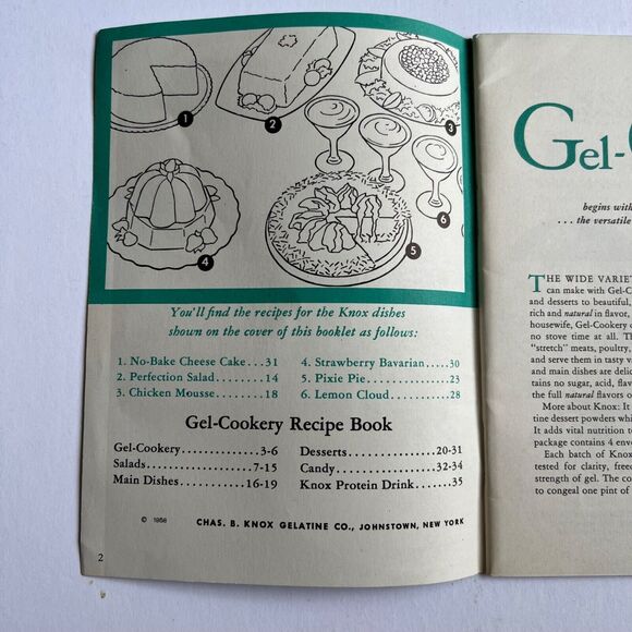 Vintage 1958 Cookbook Gel Cookery Recipe Book Paperback - Picture 3 of 11